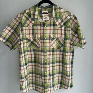 Ariat Green and White Casual Button Down Shirt